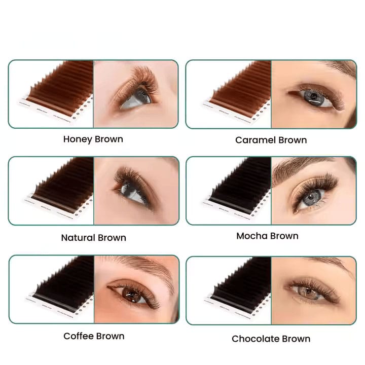 Coloured Volume Premade Fan Lash Extensions (Brown) Coloured Volume Premade Fan Lash Extensions (Brown)